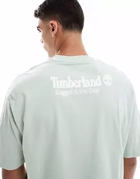 Футболка Timberland Rugged Backprint зеленого цвета - эксклюзивно для ASOS