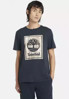 Футболка Timberland "STACK LOGO Camo с коротким рукавом", большие размеры, цвет Dark Sapphire