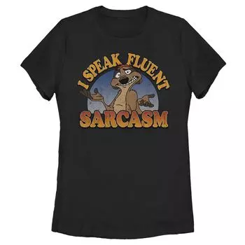 Футболка Timon Fluent Sarcasm от Disney's The Lion King Juniors Licensed Character, черный