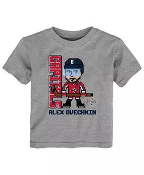 Футболка Toddler Girls Alexander Ovechkin Heather Grey Washington Capitals Pixel Player 2.0 Outerstuff, серый