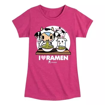 Футболка Tokidoki Moofia I Heart Ramen для девочек 7–16 лет Licensed Character, цвет Heather Dark Pink