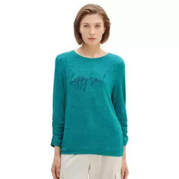 Футболка Tom Tailor 1038170 Cosy Wording Long sleeve, зеленый