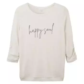 Футболка Tom Tailor 1038833 Cosy Wording 3/4 sleeve, бежевый