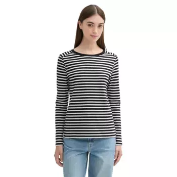 Футболка Tom Tailor 1043085 Striped Interlock 3/4 Sleeve, черный/белый