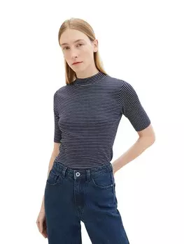 Футболка Tom Tailor, черный/белый