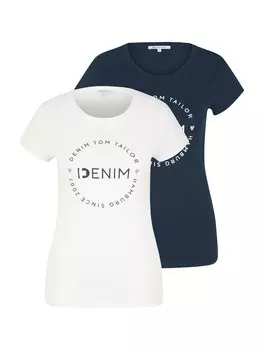 Футболка TOM TAILOR DENIM Shirt, цвет navy/opal/off white