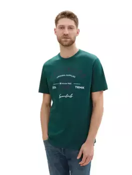 Футболка TOM TAILOR с большим логотипом спереди, зеленый
