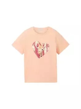 Футболка TOM TAILOR с пайетками, цвет Sunny Peach