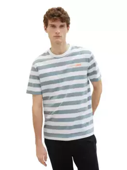 Футболка TOM TAILOR с полосатым рисунком, цвет Grey Mint Bold Stripe
