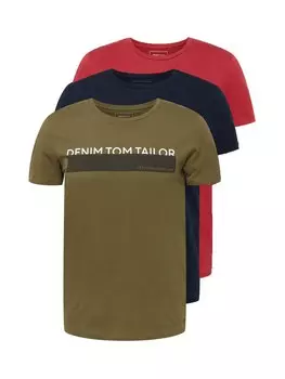 Футболка Tom Tailor, темно-синий/хаки/красный