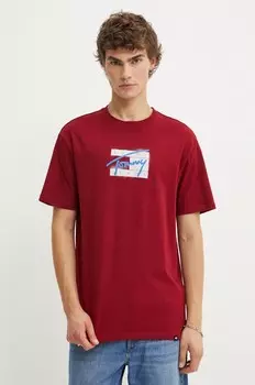 Футболка Томми Джинс Tommy Jeans, гранатовый