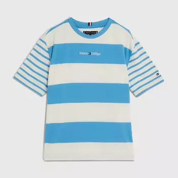 Футболка Tommy Hilfiger Kids' Bold Stripe Logo, голубой/кремовый