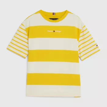 Футболка Tommy Hilfiger Kids' Bold Stripe Logo, желтый/кремовый