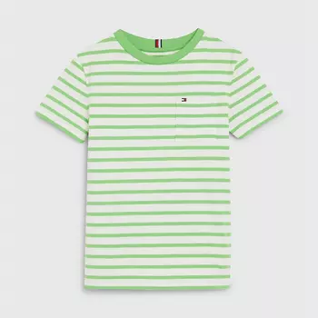 Футболка Tommy Hilfiger Kids' Breton Stripe Pocket, белый/зеленый