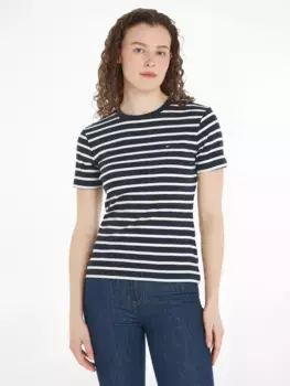Футболка Tommy Hilfiger "NEW SLIM CODY C-NK SS" с вышитым логотипом, цвет Desert Sky/Ecru