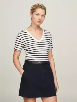 Футболка Tommy Hilfiger с вышитым логотипом, цвет Ecru/Desert Sky