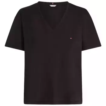 Футболка Tommy Hilfiger Slub Cropped short sleeve v neck, черный