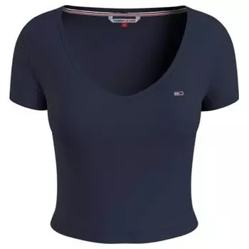 Футболка Tommy Jeans Bby Crp Essential Rib Short Sleeve V Neck, синий