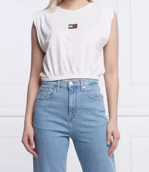 Футболка Tommy Jeans cropped fit, белый