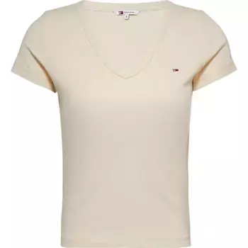 Футболка Tommy Jeans DW0DW17385 short sleeve v neck, бежевый