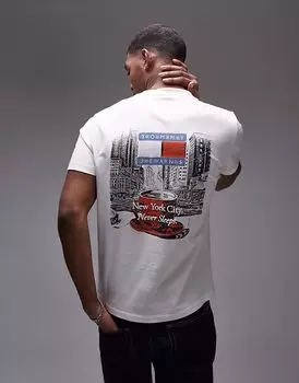 Футболка Tommy Jeans new york coffee с принтом сзади белого цвета