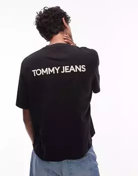 Футболка Tommy Jeans с большим принтом логотипа на спине, черного цвета