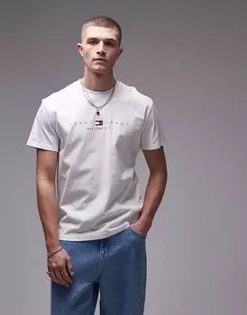 Футболка Tommy Jeans с центральным линейным рисунком белого цвета