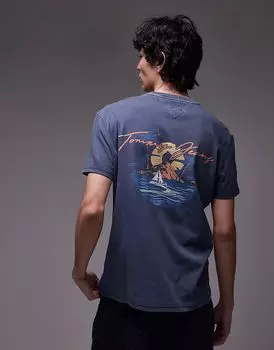 Футболка Tommy Jeans с графическим принтом на спине в стиле парусного спорта темно-синего цвета