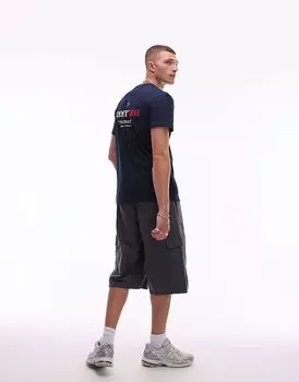 Футболка Tommy Jeans с графическим принтом на спине темно-синего цвета