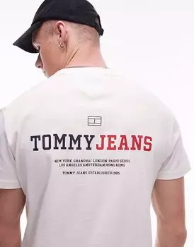 Футболка Tommy Jeans с графическим принтом на спине в стиле университетской школы, цвет: белый