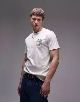Футболка Tommy Jeans с красочным логотипом в меланжевом овсяном цвете