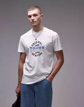Футболка Tommy Jeans с круглым принтом США белого цвета
