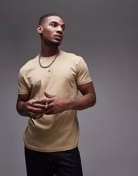 Футболка Tommy Jeans с линейным логотипом бежевого цвета