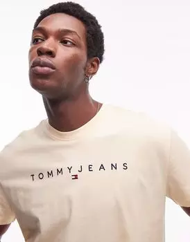 Футболка Tommy Jeans с линейным логотипом масляно-желтого цвета