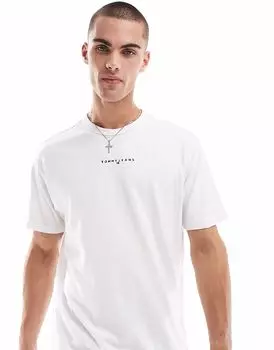 Футболка Tommy Jeans с линейным логотипом на груди, белая