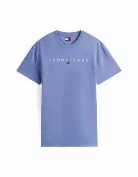 Футболка Tommy Jeans с линейным логотипом темно-синего цвета