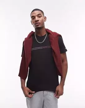 Футболка Tommy Jeans с линейным рисунком черного цвета