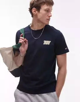 Футболка Tommy Jeans с логотипом Bubble в темно-синем и желтом цветах