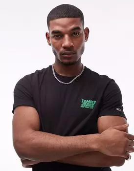 Футболка Tommy Jeans с логотипом Bubble в черном и зеленом цветах