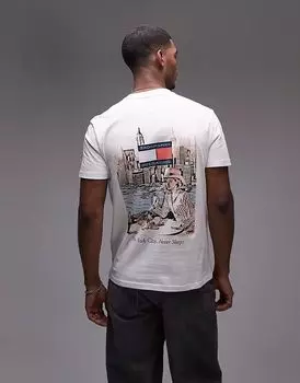 Футболка Tommy Jeans с принтом завтрака белого цвета