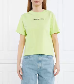 Футболка Tommy Jeans SERIF LINEAR Regular Fit, лаймовый