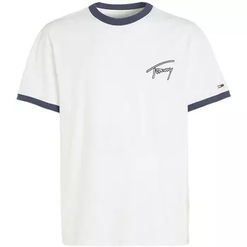 Футболка Tommy Jeans Signature Logo Ringer, белый