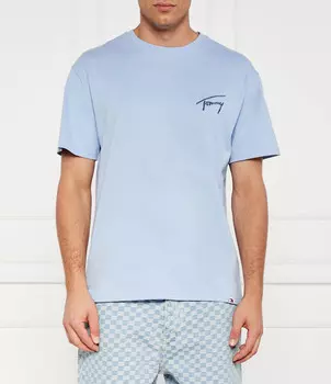 Футболка Tommy Jeans SIGNATURE Regular Fit, небесно-голубой