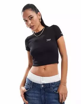 Футболка Tommy Jeans slim с надписью черного цвета