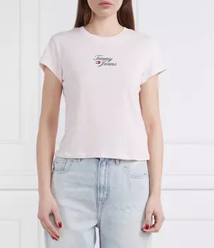 Футболка Tommy Jeans TJW BBY ESSENTIAL LOGO Regular Fit, пудрово-розовый