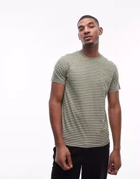 Футболка Tommy Jeans в тонкую полоску зеленого и бежевого цветов