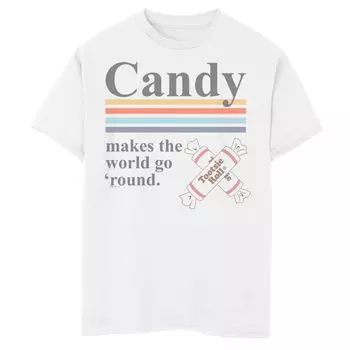 Футболка Tootsie Roll Candy Makes The World Go 'Round Strips с графическим рисунком для мальчиков 8–20 лет Licensed Character