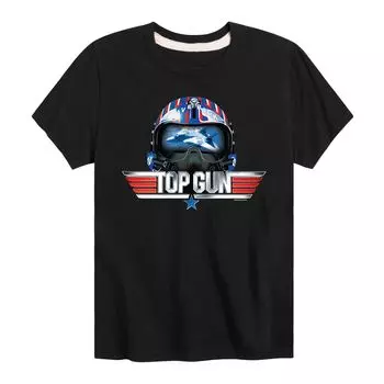 Футболка Top Gun Maverick Helmet для мальчиков 8–20 лет с графическим рисунком Licensed Character, черный