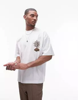 Футболка Topman Extreme Oversize With A Sea Print On The Front And Back, белый