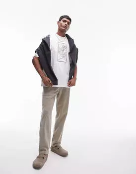 Футболка Topman Extreme Oversize With An Embroidered Angel Motif In A Frame, белый